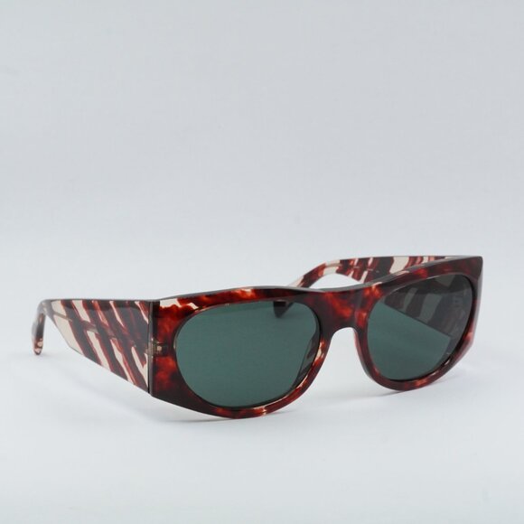 ?️ New Celine CL40029I 54N Sunglasses - Red Havana Frame, Green Lenses main image 8